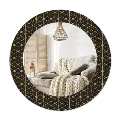 Kulaté dekorační zrcadlo Hexagonální geometrie