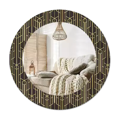 Kulaté dekorační zrcadlo Vintage geometrie