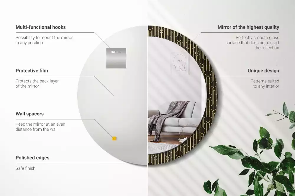 Kulaté dekorační zrcadlo Vintage geometrie