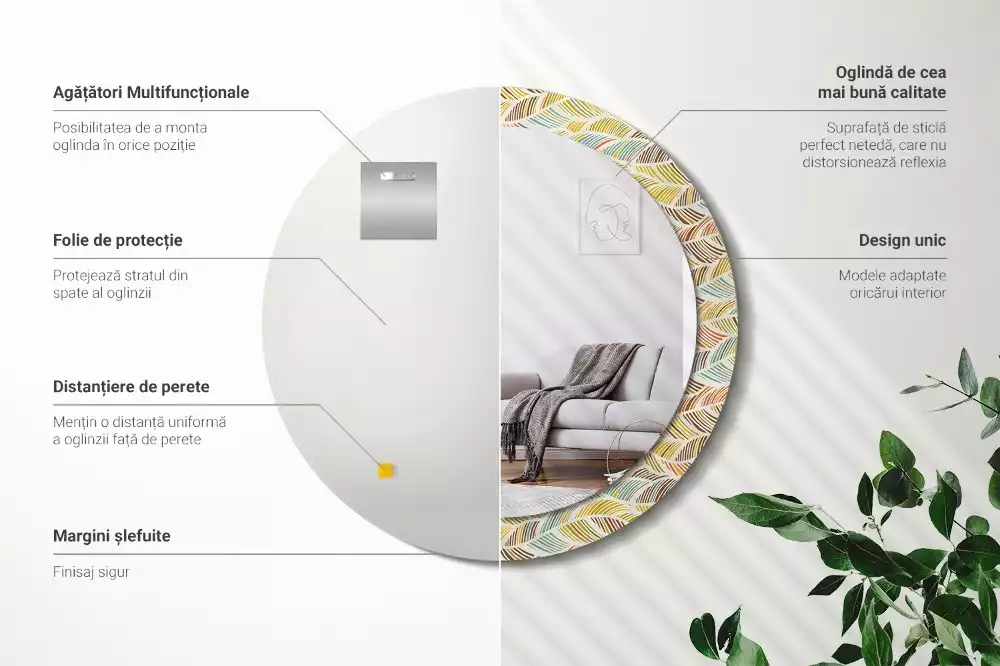 Kulaté dekorační zrcadlo na zeď Abstraktní