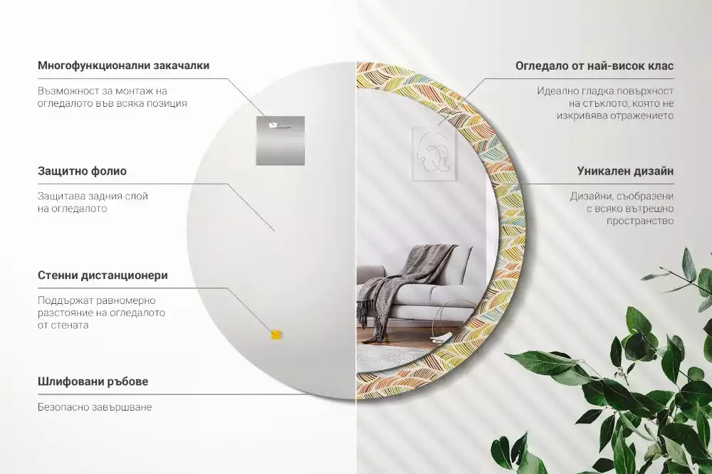 Kulaté dekorační zrcadlo na zeď Abstraktní