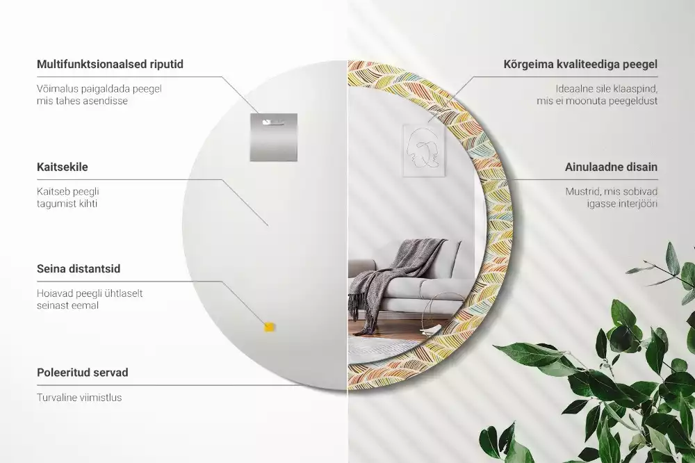 Kulaté dekorační zrcadlo na zeď Abstraktní