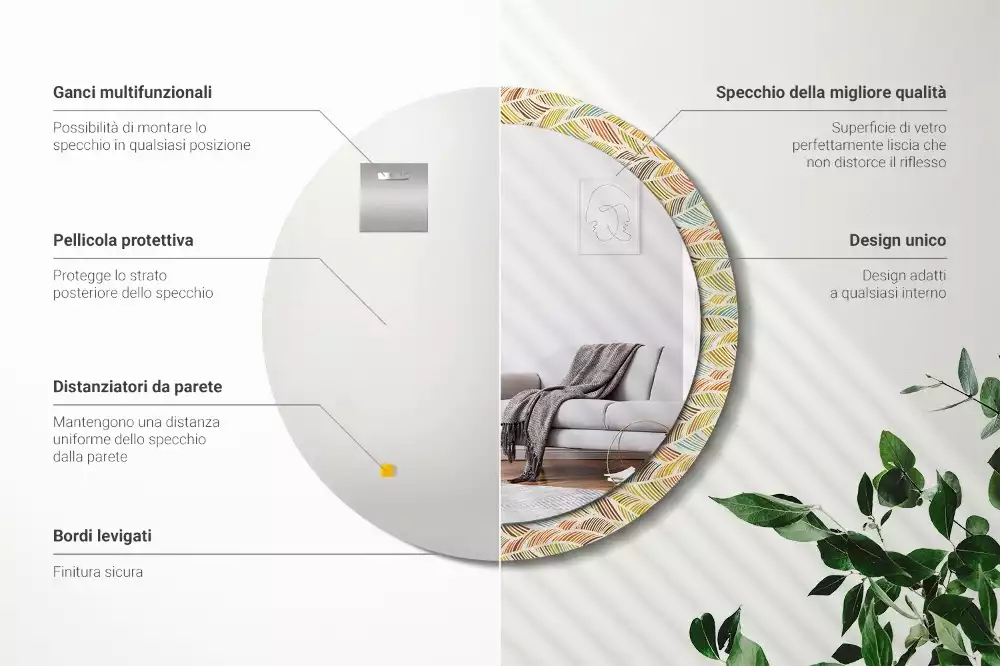 Kulaté dekorační zrcadlo na zeď Abstraktní