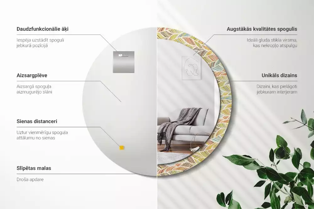 Kulaté dekorační zrcadlo na zeď Abstraktní