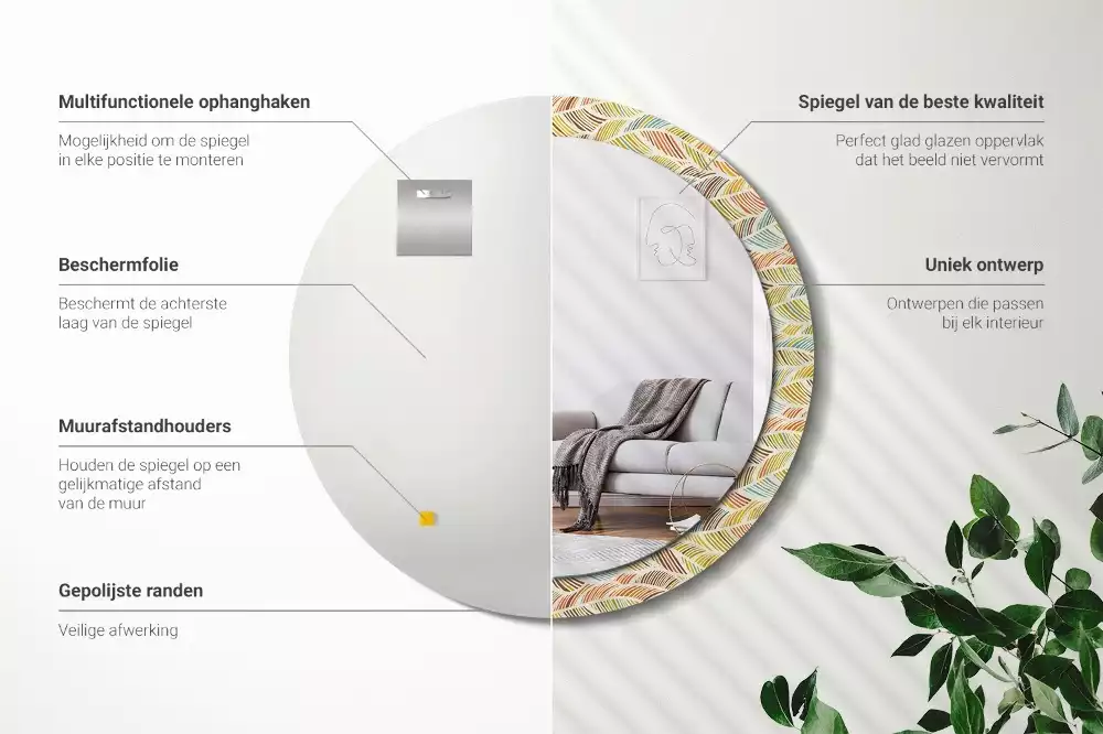 Kulaté dekorační zrcadlo na zeď Abstraktní