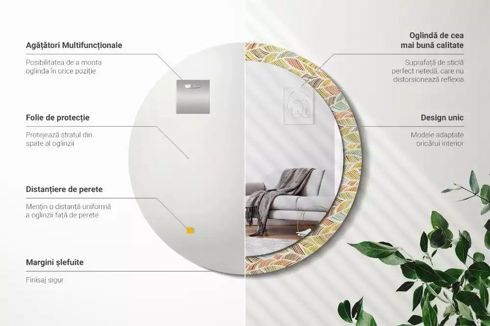 Kulaté dekorační zrcadlo na zeď Abstraktní