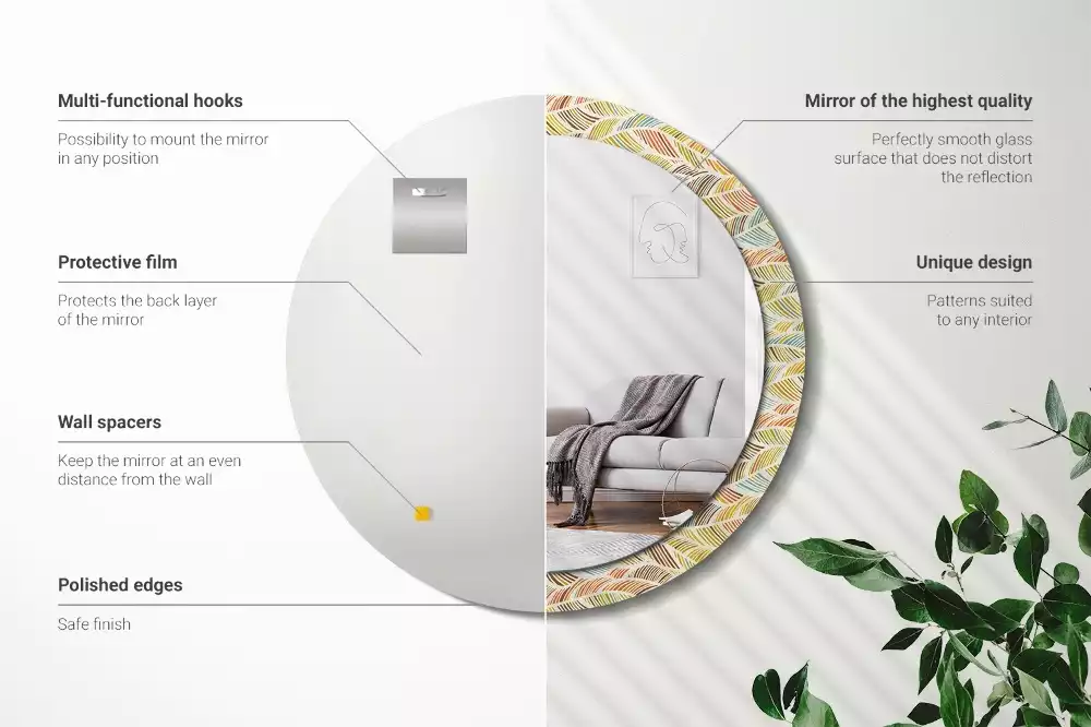 Kulaté dekorační zrcadlo na zeď Abstraktní