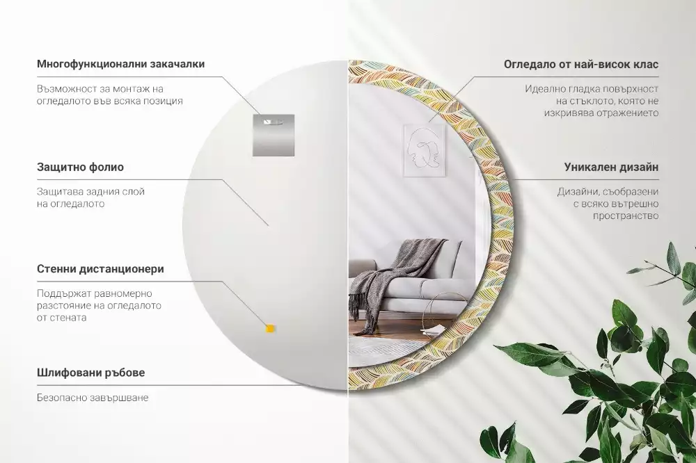 Kulaté dekorační zrcadlo na zeď Abstraktní