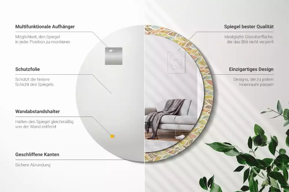 Kulaté dekorační zrcadlo na zeď Abstraktní