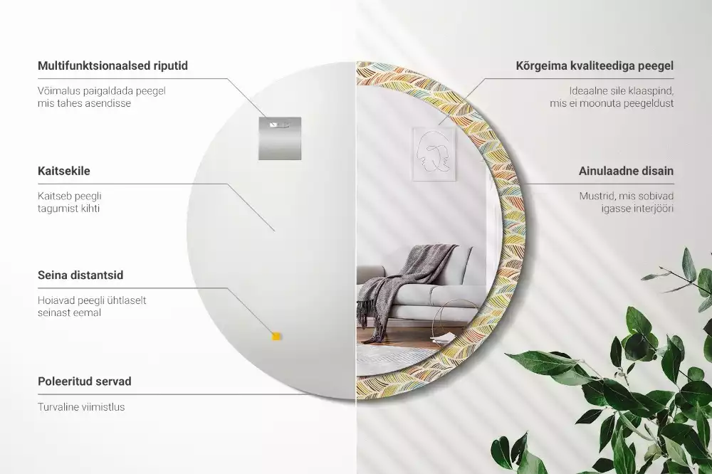 Kulaté dekorační zrcadlo na zeď Abstraktní