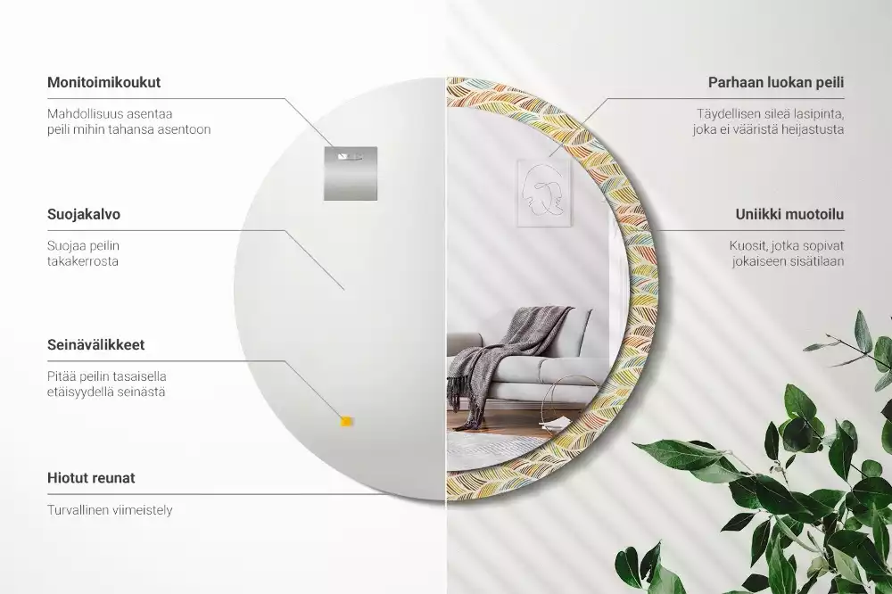 Kulaté dekorační zrcadlo na zeď Abstraktní