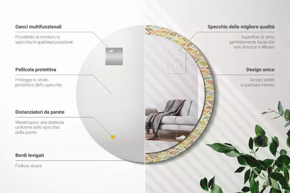 Kulaté dekorační zrcadlo na zeď Abstraktní