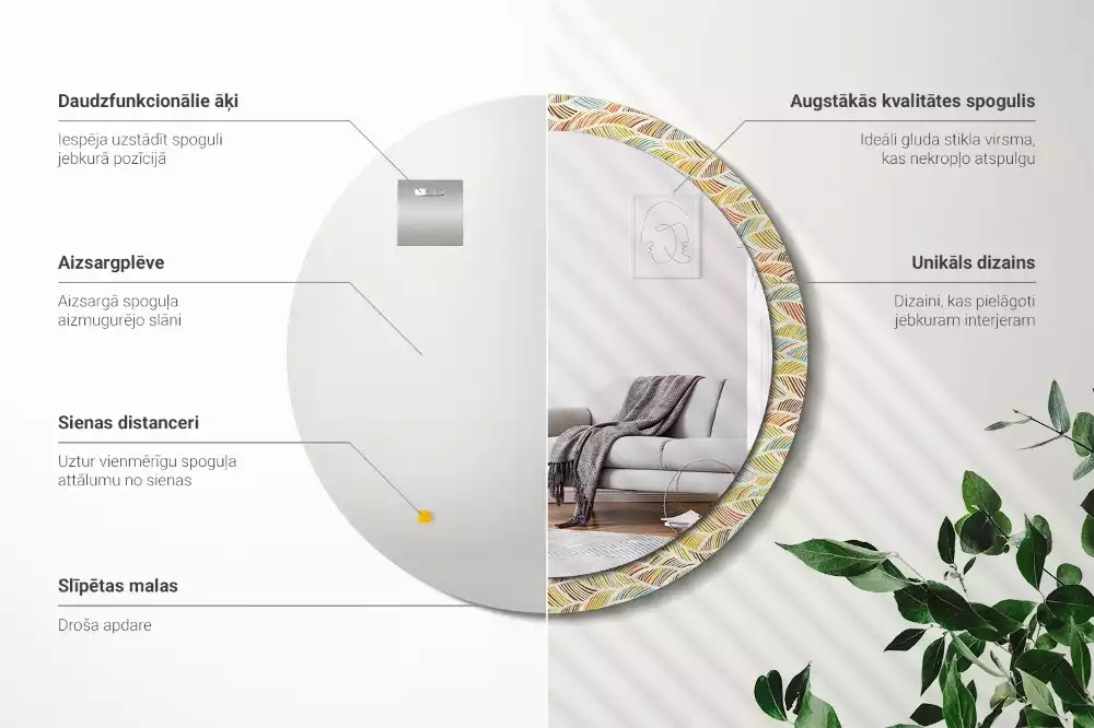 Kulaté dekorační zrcadlo na zeď Abstraktní