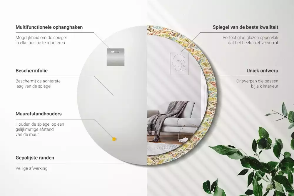 Kulaté dekorační zrcadlo na zeď Abstraktní