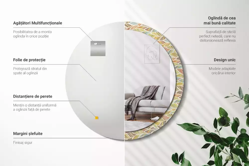 Kulaté dekorační zrcadlo na zeď Abstraktní