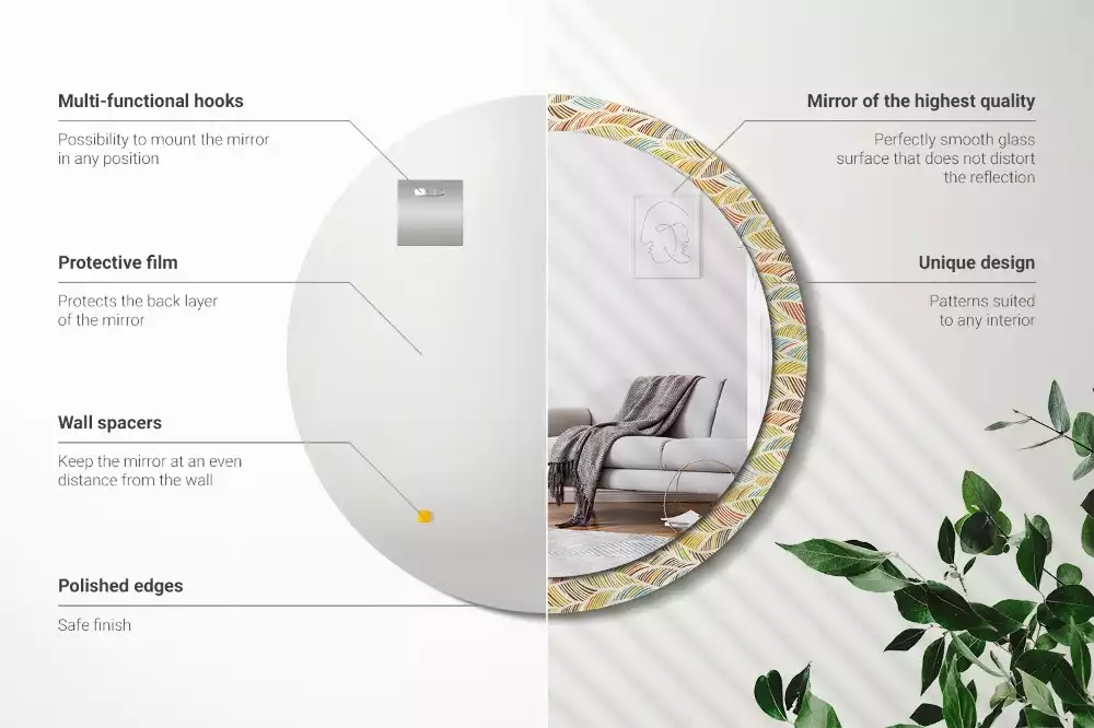 Kulaté dekorační zrcadlo na zeď Abstraktní