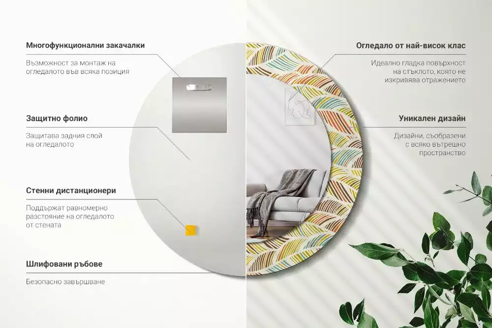 Kulaté dekorační zrcadlo na zeď Abstraktní