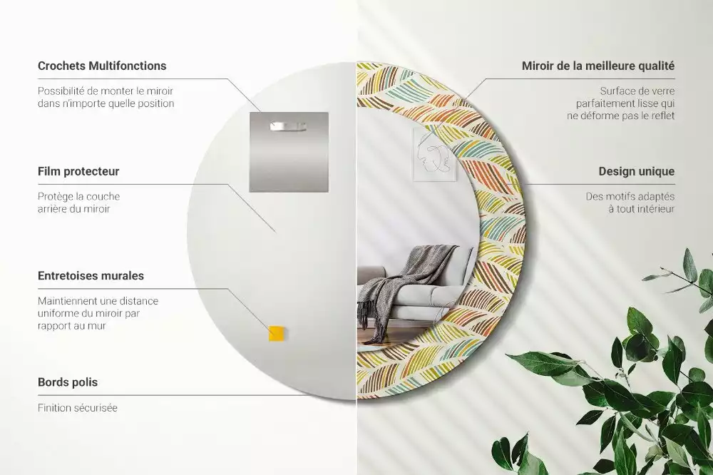 Kulaté dekorační zrcadlo na zeď Abstraktní