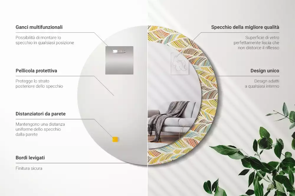 Kulaté dekorační zrcadlo na zeď Abstraktní