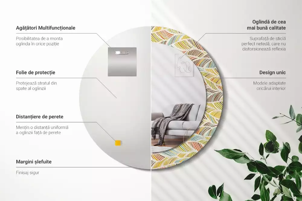 Kulaté dekorační zrcadlo na zeď Abstraktní