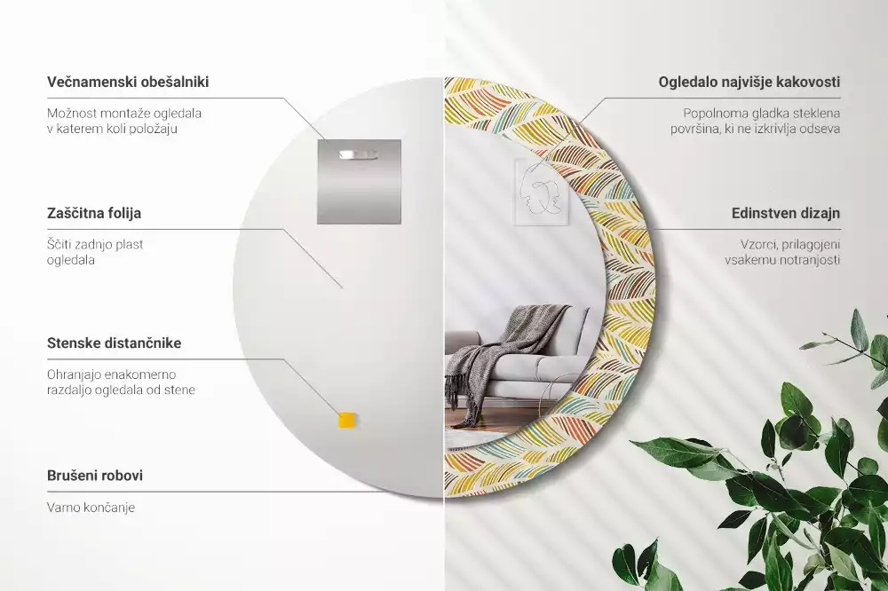 Kulaté dekorační zrcadlo na zeď Abstraktní