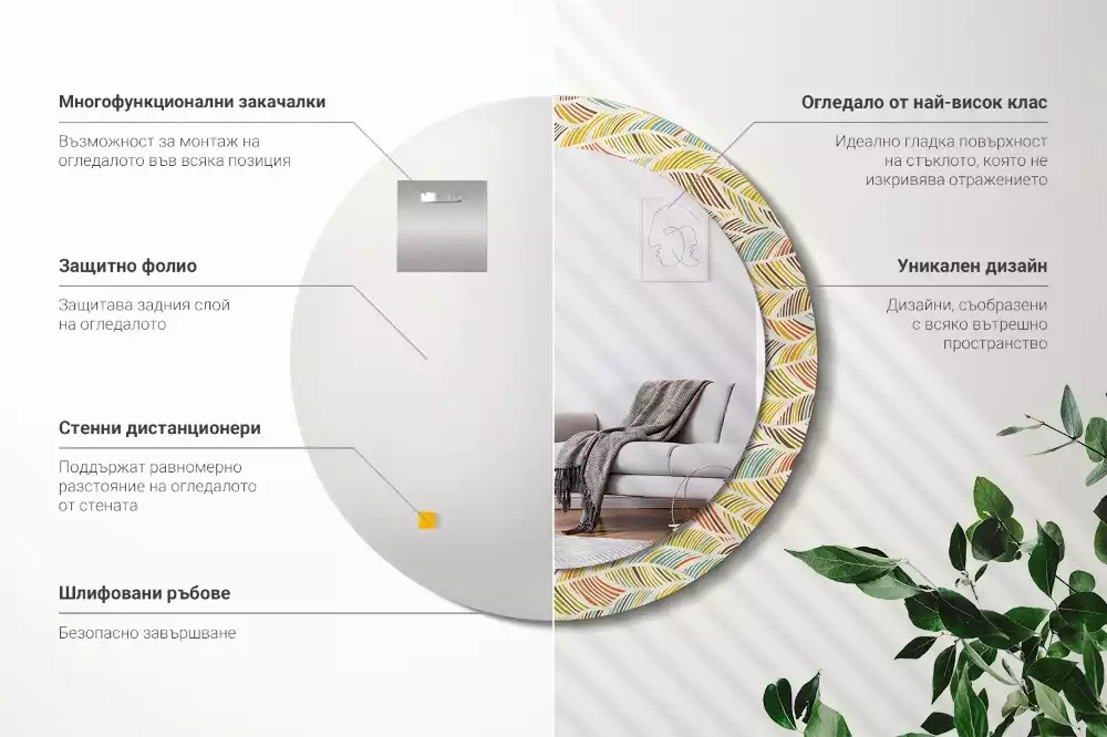 Kulaté dekorační zrcadlo na zeď Abstraktní