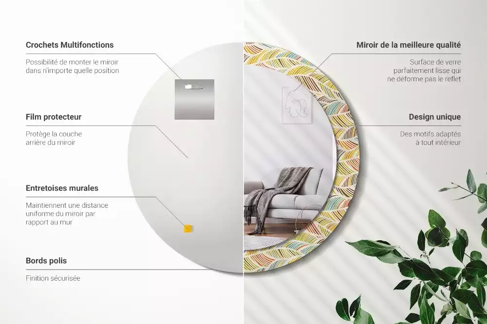 Kulaté dekorační zrcadlo na zeď Abstraktní