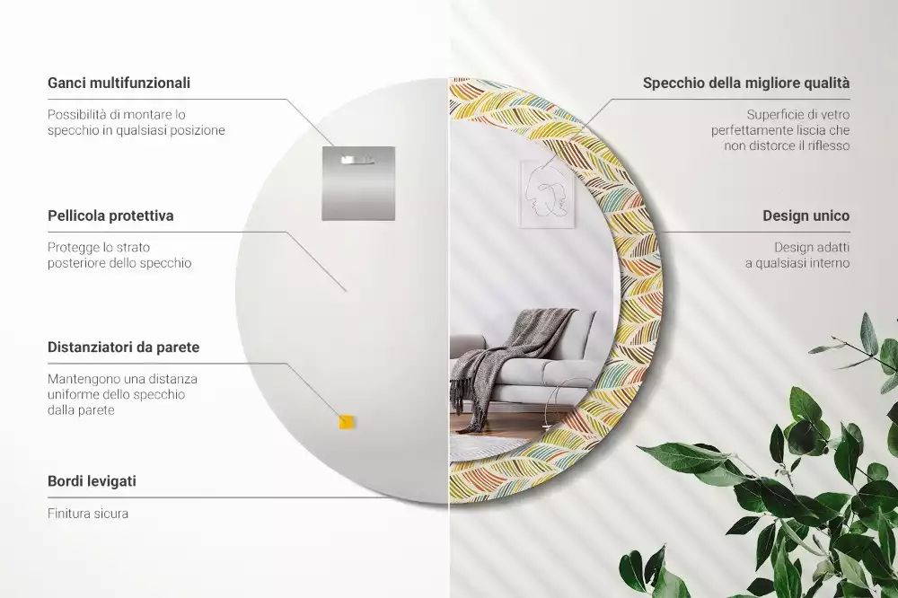 Kulaté dekorační zrcadlo na zeď Abstraktní