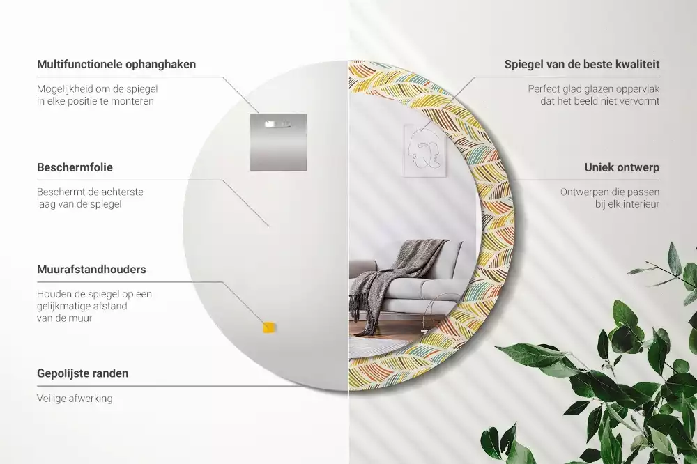 Kulaté dekorační zrcadlo na zeď Abstraktní