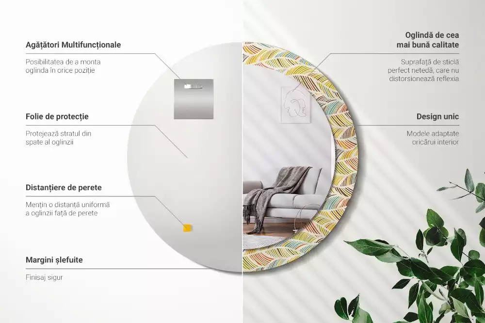 Kulaté dekorační zrcadlo na zeď Abstraktní