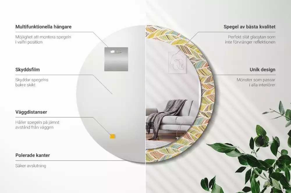 Kulaté dekorační zrcadlo na zeď Abstraktní