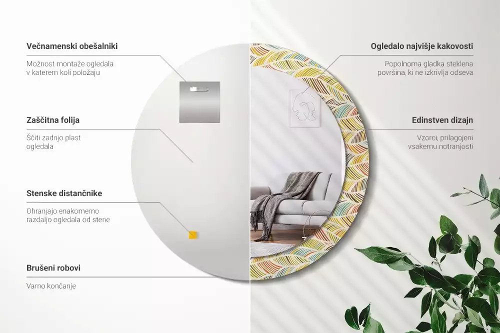 Kulaté dekorační zrcadlo na zeď Abstraktní