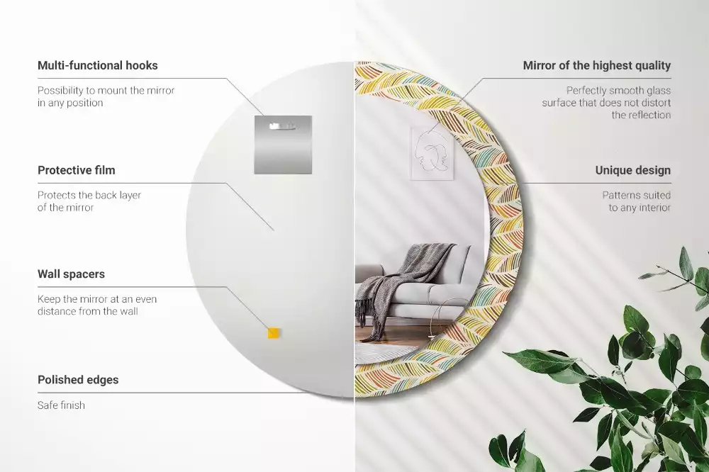 Kulaté dekorační zrcadlo na zeď Abstraktní