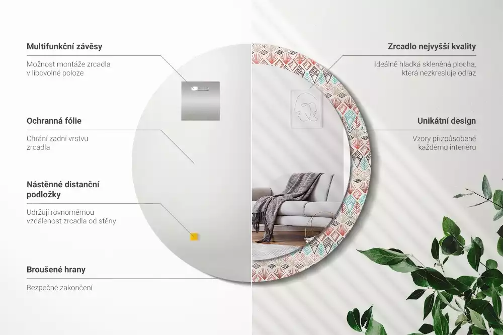 Kulaté dekorační zrcadlo na zeď Etnický vzor