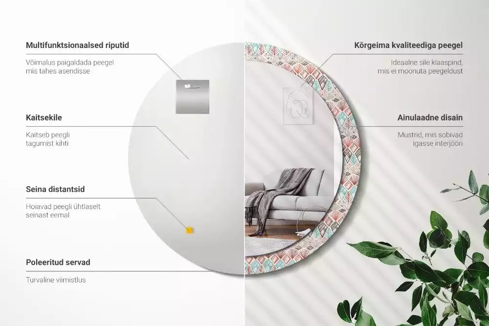 Kulaté dekorační zrcadlo na zeď Etnický vzor