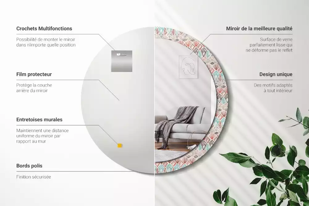 Kulaté dekorační zrcadlo na zeď Etnický vzor