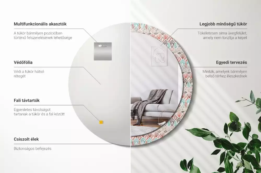 Kulaté dekorační zrcadlo na zeď Etnický vzor