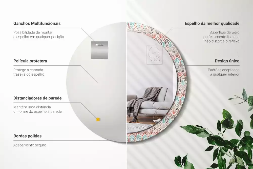 Kulaté dekorační zrcadlo na zeď Etnický vzor