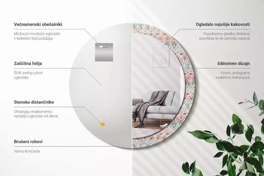 Kulaté dekorační zrcadlo na zeď Etnický vzor