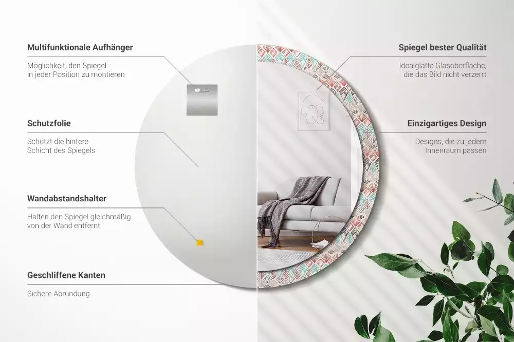 Kulaté dekorační zrcadlo na zeď Etnický vzor