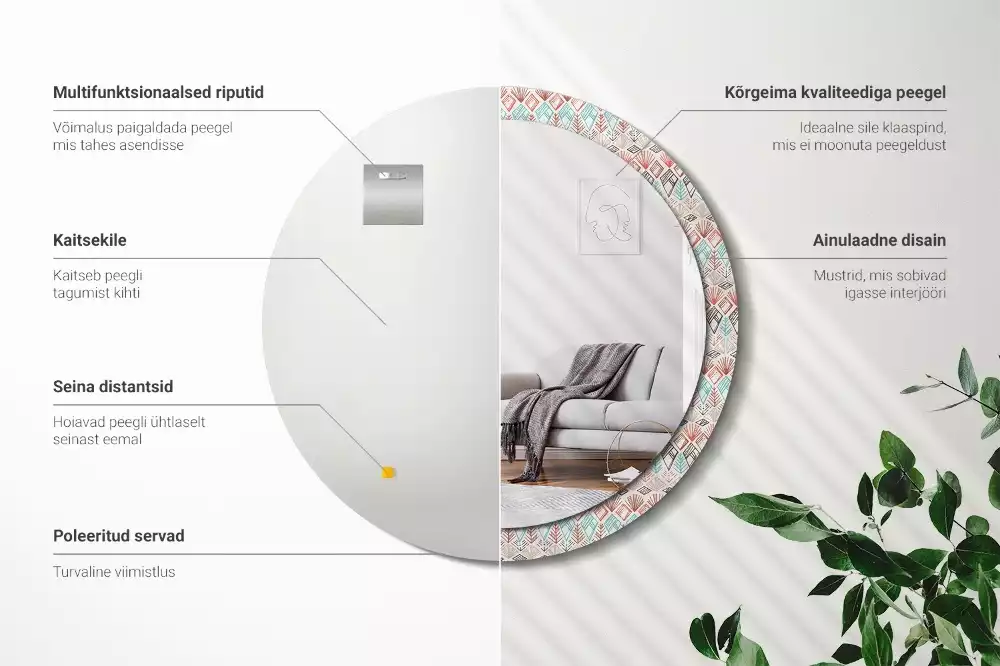 Kulaté dekorační zrcadlo na zeď Etnický vzor