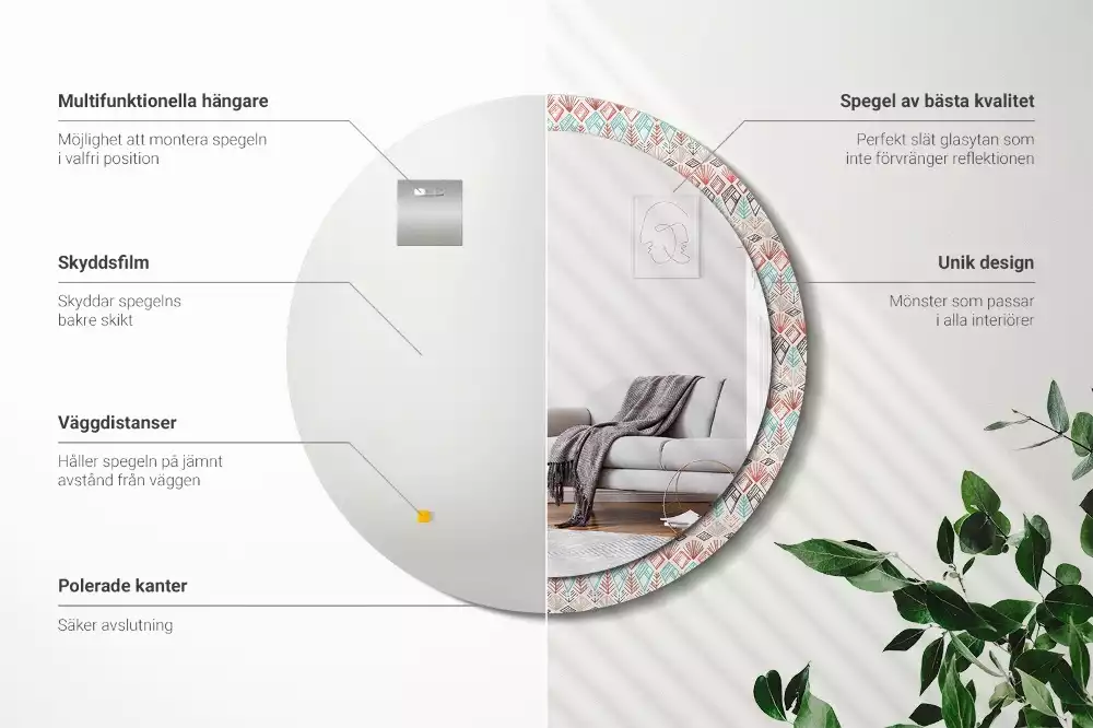 Kulaté dekorační zrcadlo na zeď Etnický vzor