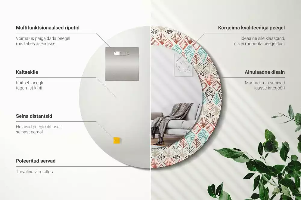 Kulaté dekorační zrcadlo na zeď Etnický vzor