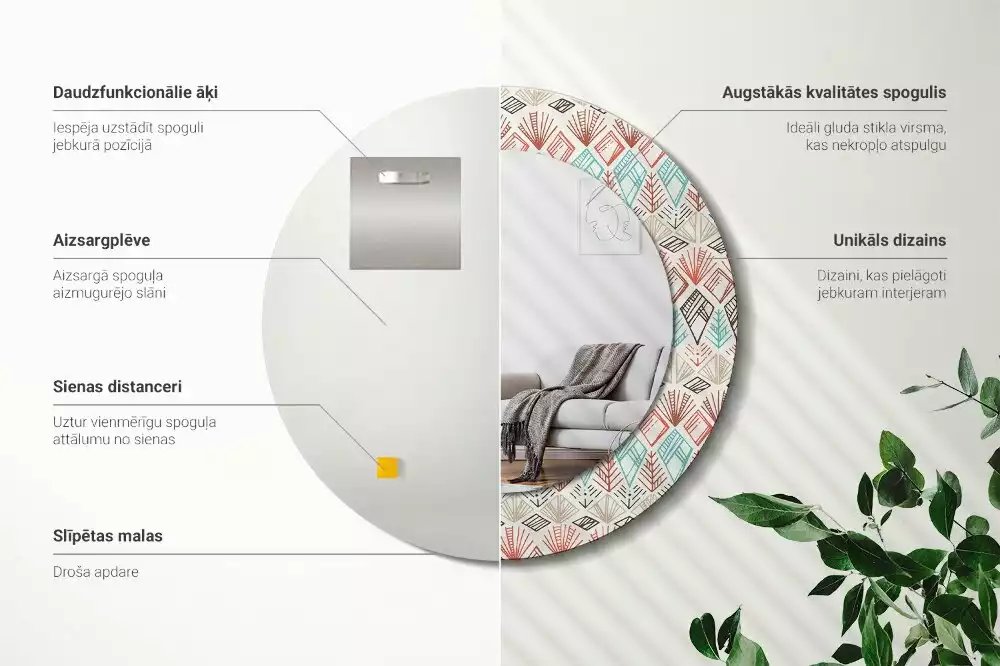 Kulaté dekorační zrcadlo na zeď Etnický vzor