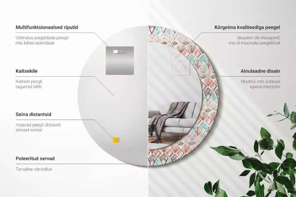 Kulaté dekorační zrcadlo na zeď Etnický vzor