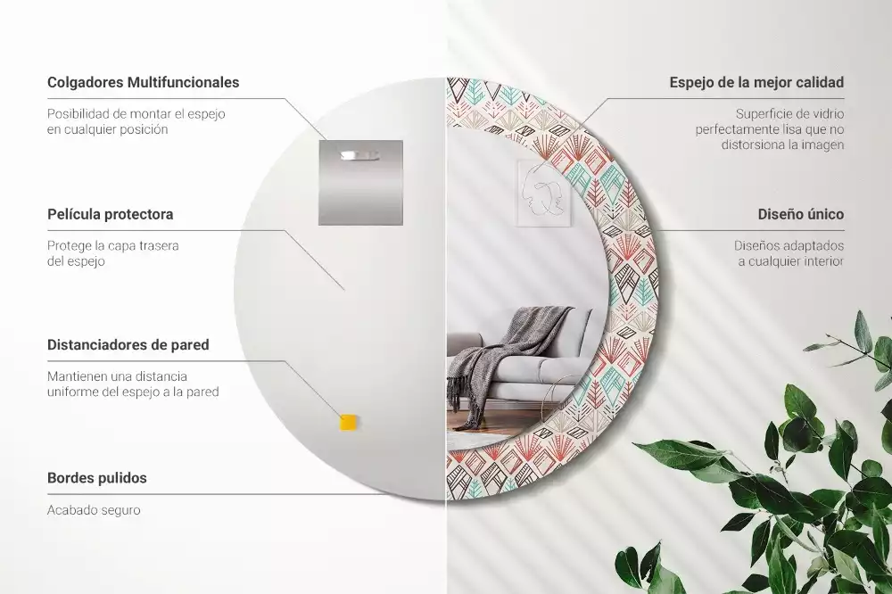 Kulaté dekorační zrcadlo na zeď Etnický vzor