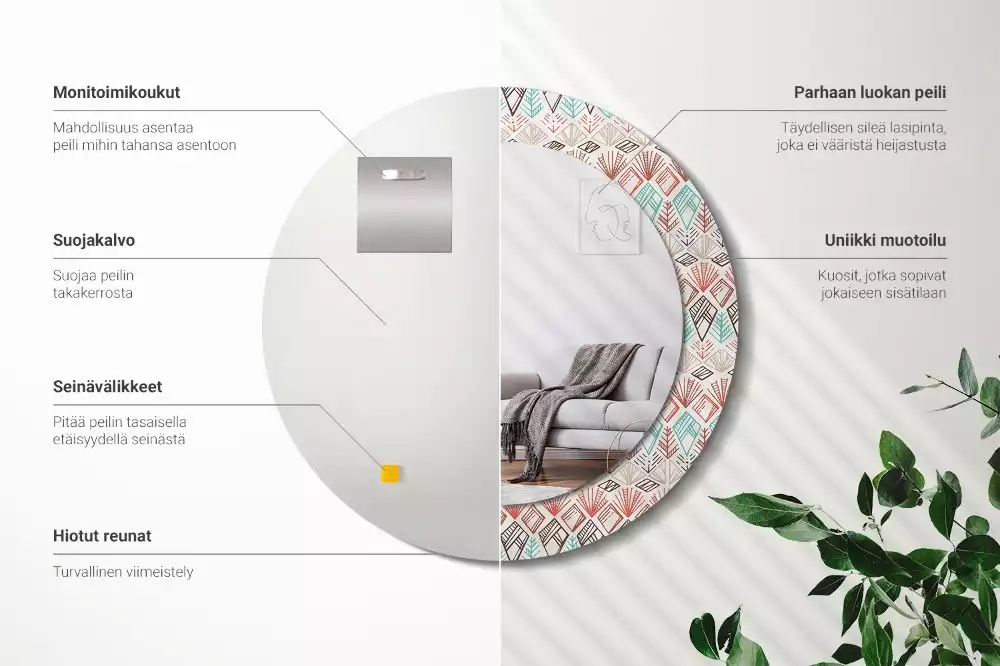 Kulaté dekorační zrcadlo na zeď Etnický vzor