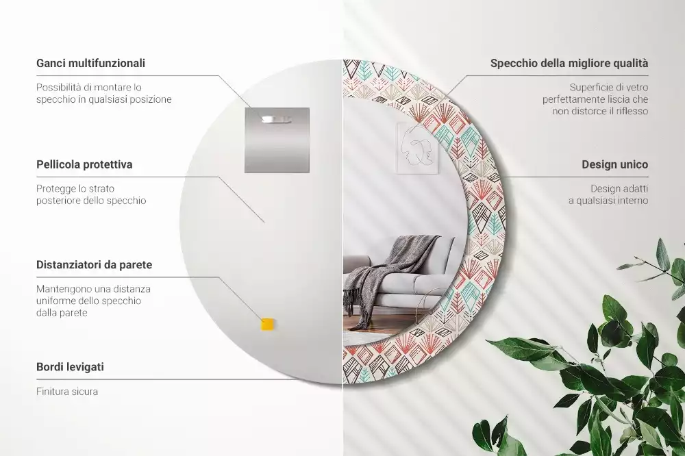 Kulaté dekorační zrcadlo na zeď Etnický vzor