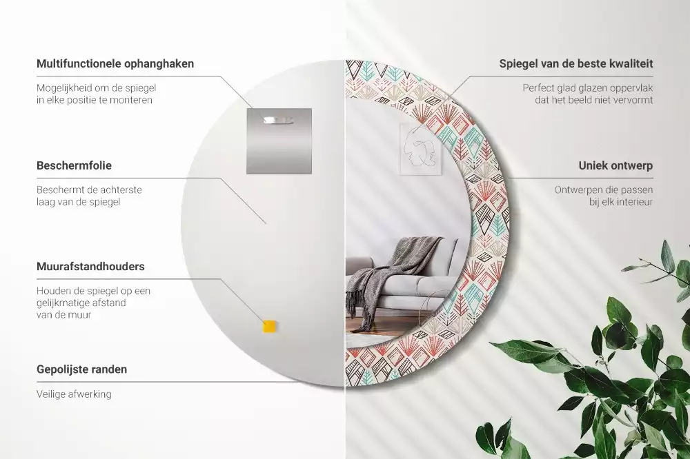 Kulaté dekorační zrcadlo na zeď Etnický vzor