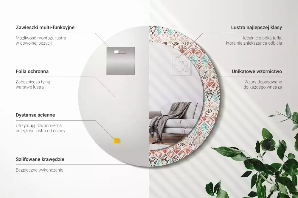 Kulaté dekorační zrcadlo na zeď Etnický vzor